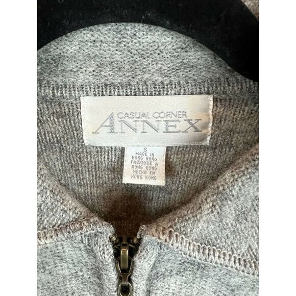 CASUAL CORNER ANNEX vintage wool full zip collared gray cardigan sweater S - Picture 2 of 7
